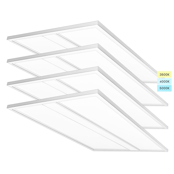 Luxrite 2x4 FT Troffer LED Panel Lights 3CCT 3500K-5000K 30/40/50W Up to 5500LM 0-10V Dimmable DLC UL, 4PK LR25707-4PK - main